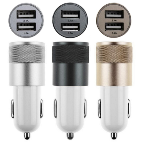 Charger 12V 2.1A Mini 2 Port USB Metal Car-Charger for iPhone Samsung